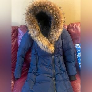 ADALI-  down coat with natural fur signature Mackage collar